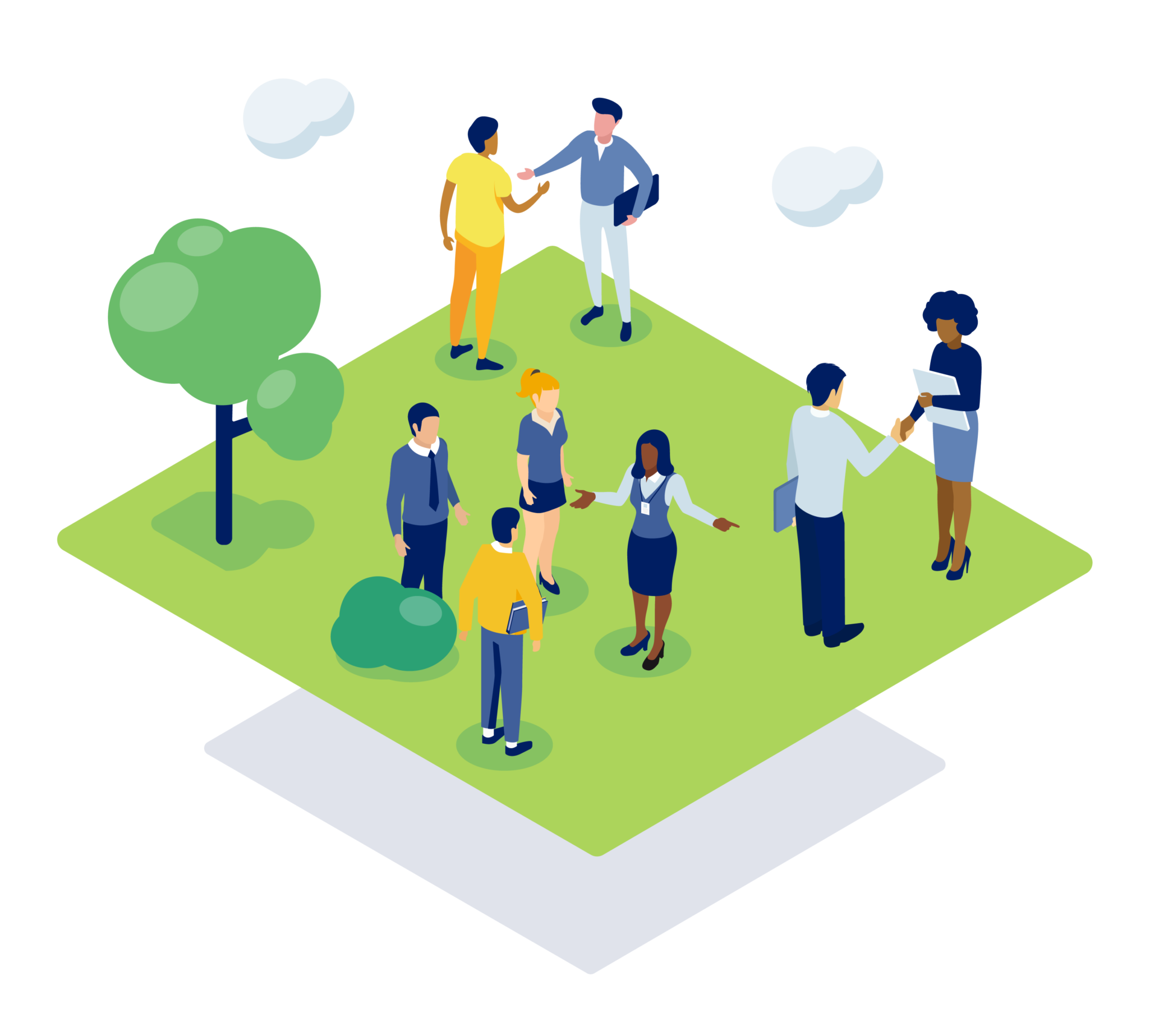 Personnages concrétisant une opération d'autoconsommation collective