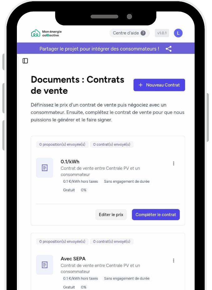 contrats de vente d'électricité - autoconsommation collective